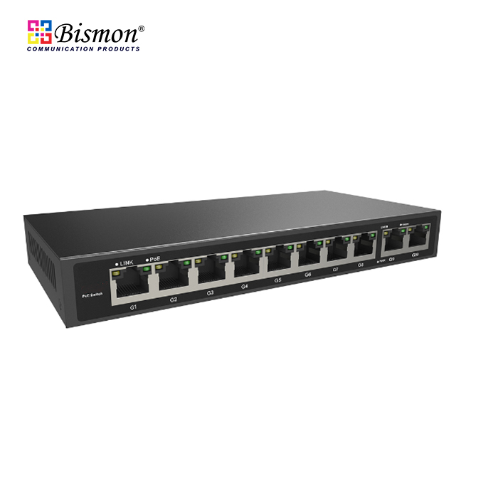 8-RJ45 10/100/1000 PoE and 2-RJ45 Gigabit Uplink Unmanaged